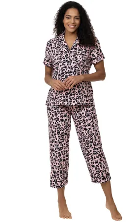 Leopard Short-Sleeve Boyfriend Capris Pajamas