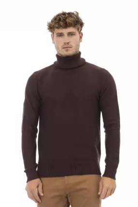 Alpha Studio Brown Merino Wool Men Men's Sweater