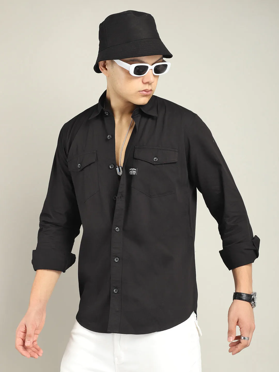 Atlass Twill Black Shirt