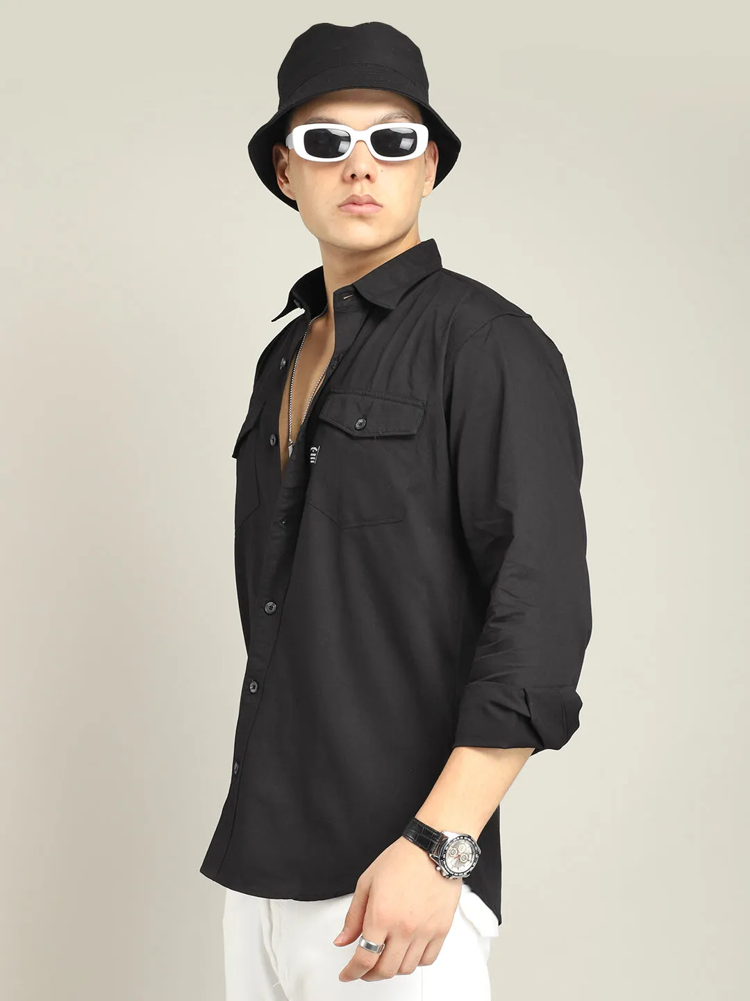 Atlass Twill Black Shirt