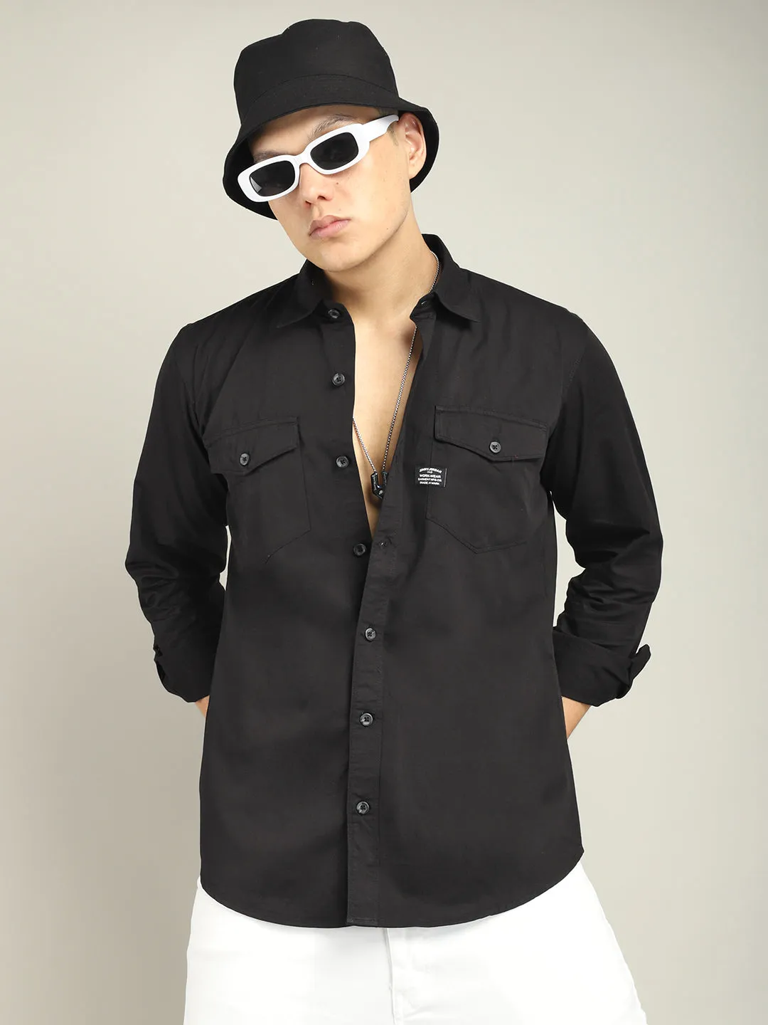 Atlass Twill Black Shirt