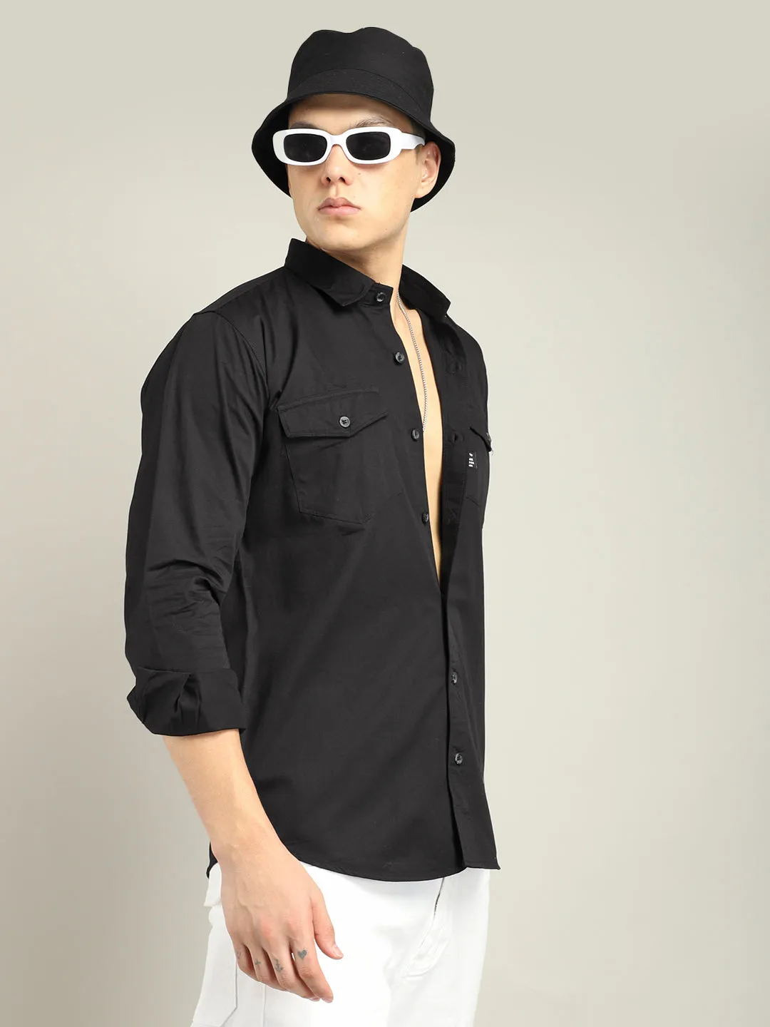 Atlass Twill Black Shirt