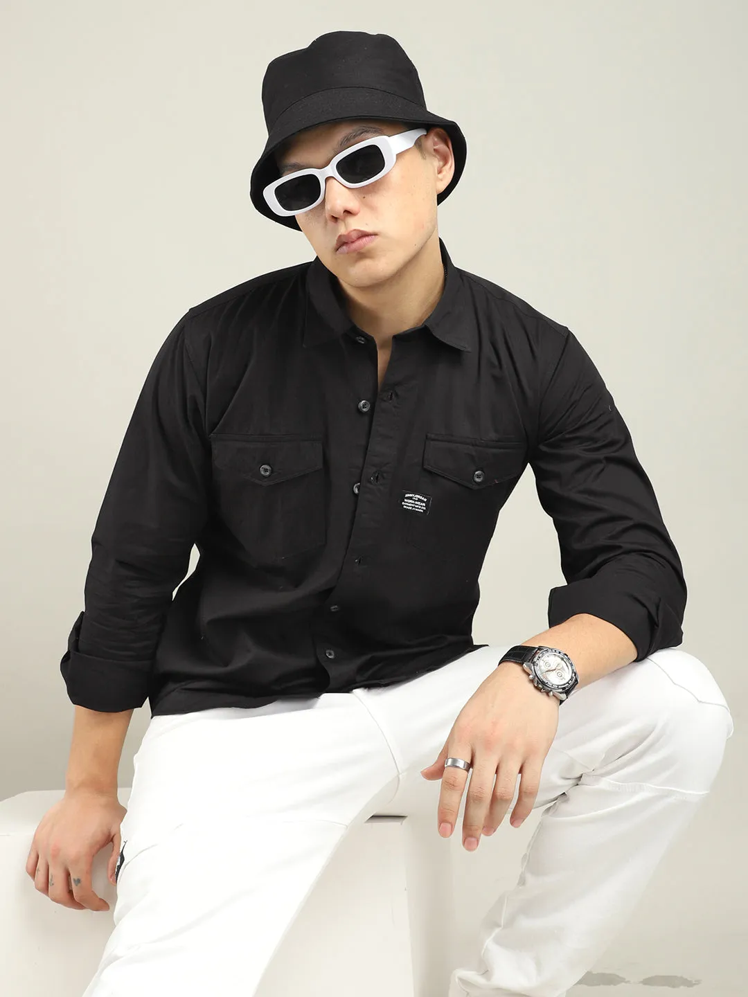 Atlass Twill Black Shirt