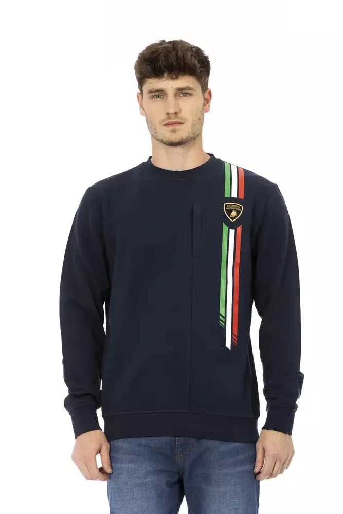 Automobili Lamborghini Blue Cotton Men Men's Sweater