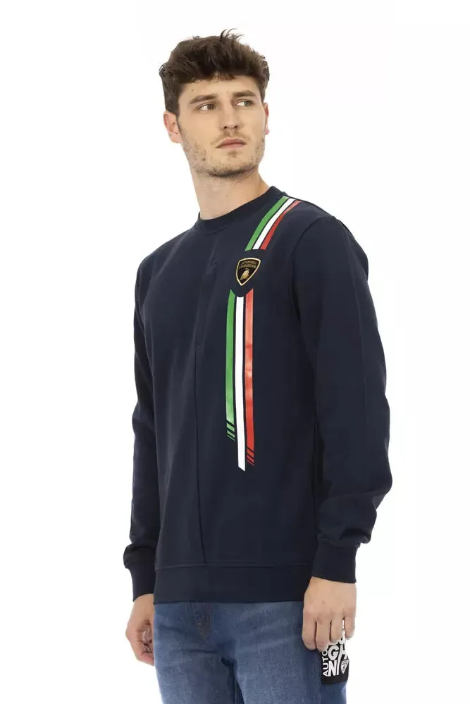 Automobili Lamborghini Blue Cotton Men Men's Sweater