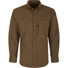 Autumn Brushed Twill Houndstooth Button-Down Long Sleeve Shirt