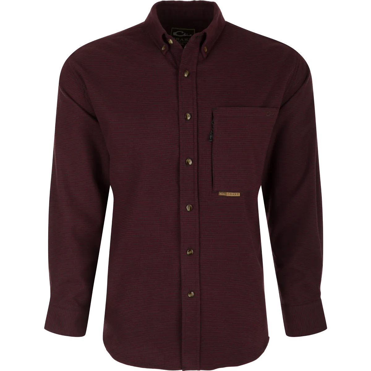 Autumn Brushed Twill Houndstooth Button-Down Long Sleeve Shirt