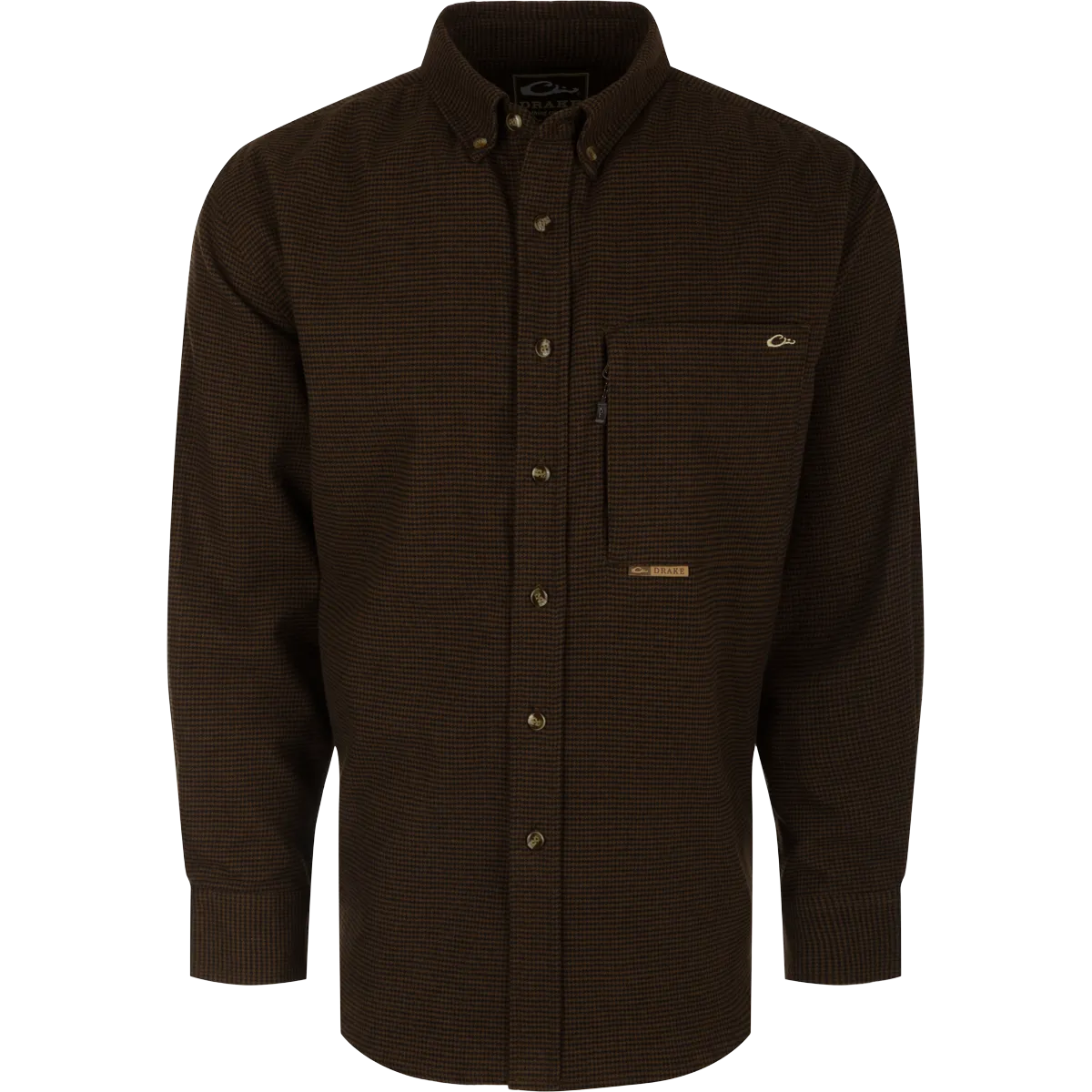 Autumn Brushed Twill Houndstooth Button-Down Long Sleeve Shirt