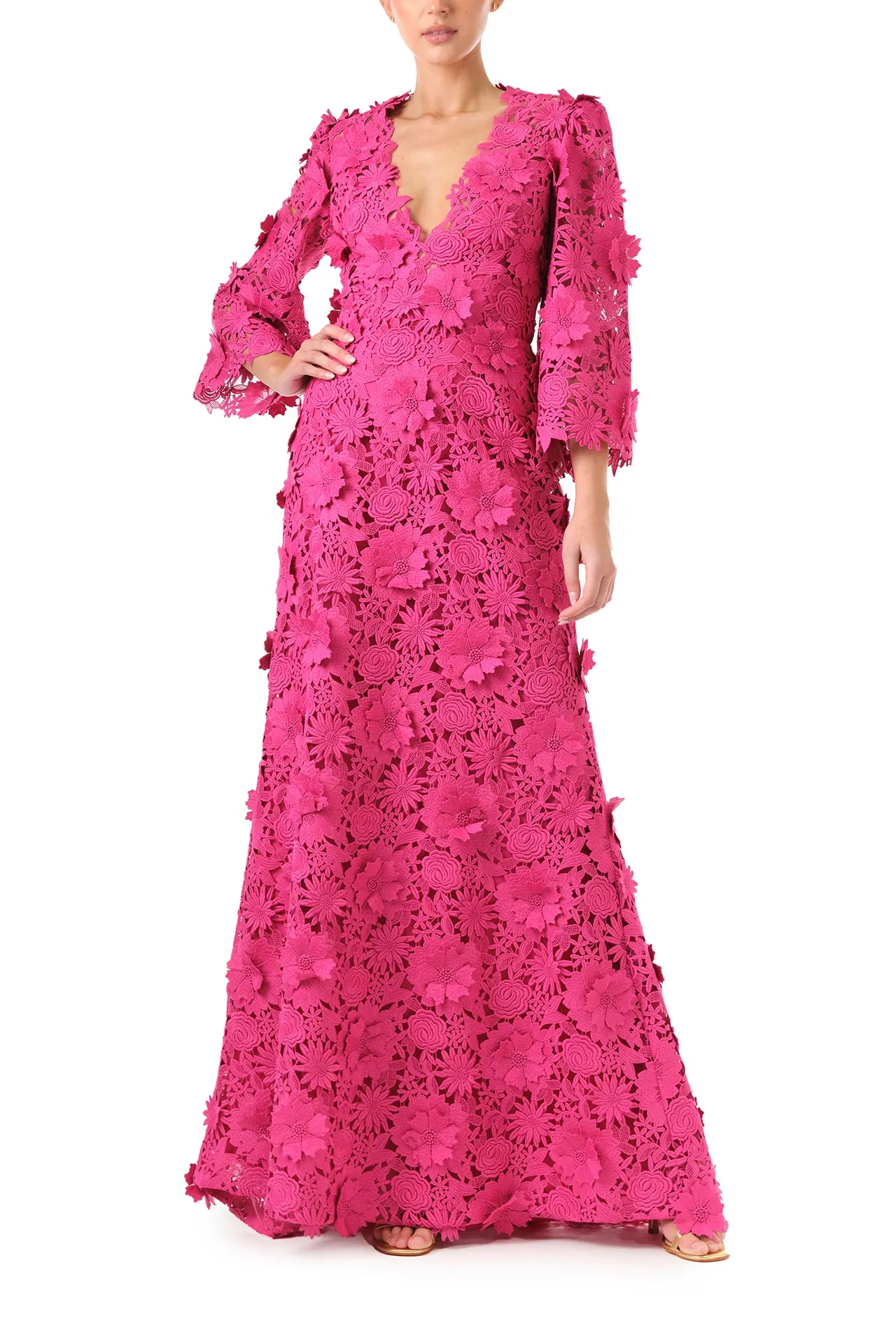 Bell Sleeve Lace Gown