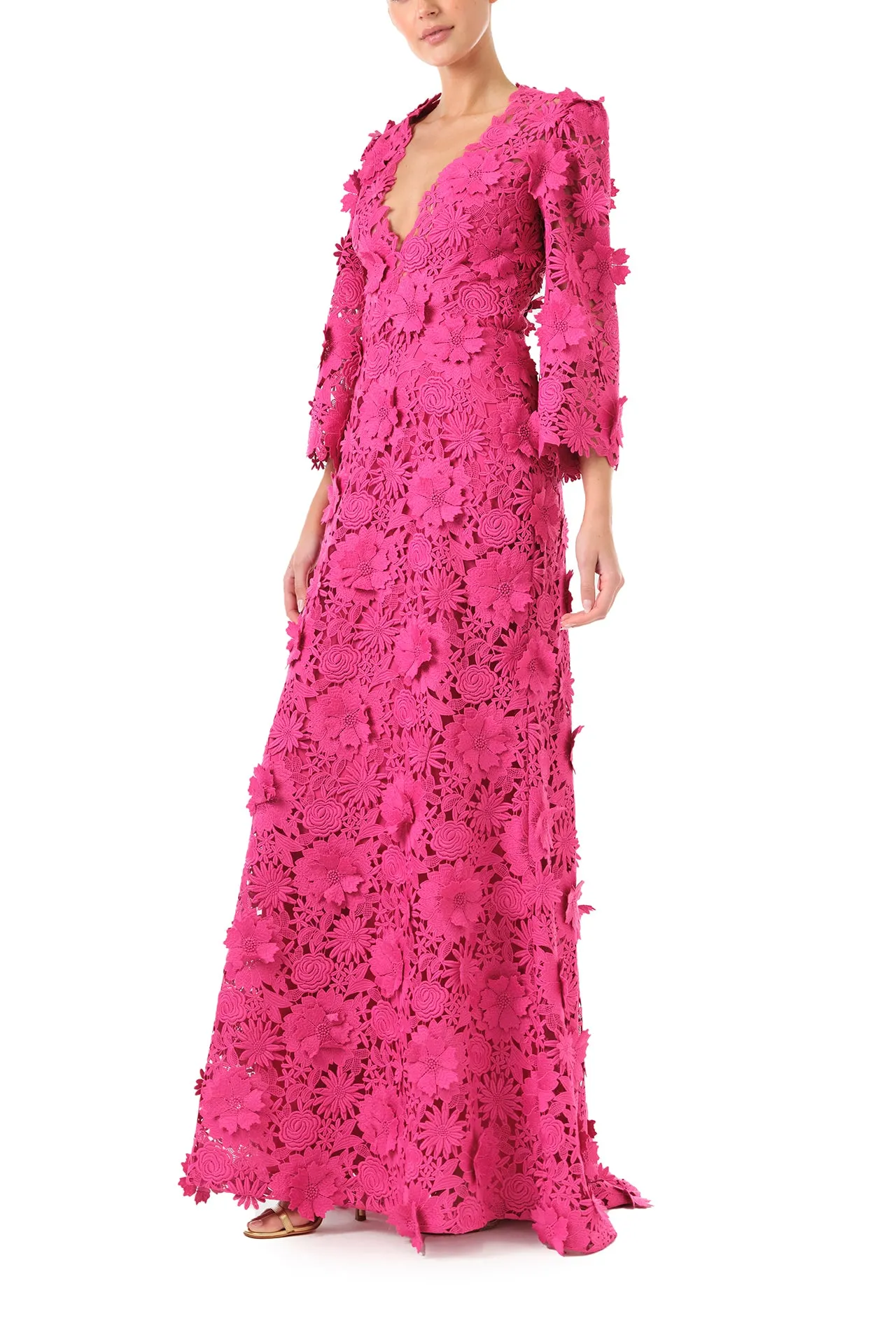 Bell Sleeve Lace Gown