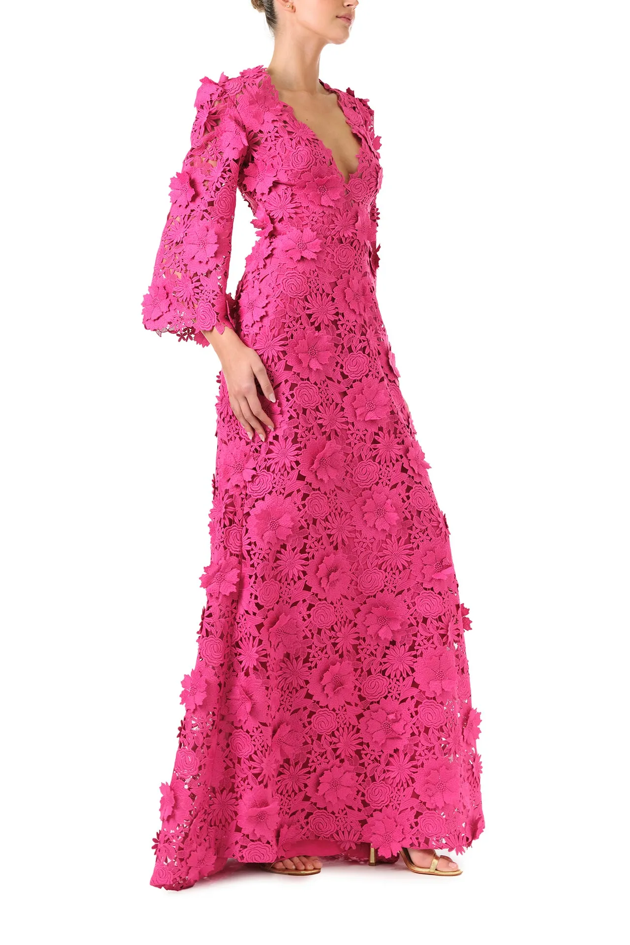 Bell Sleeve Lace Gown