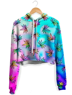 Cascading Marijuana Fleece Crop Hoodie