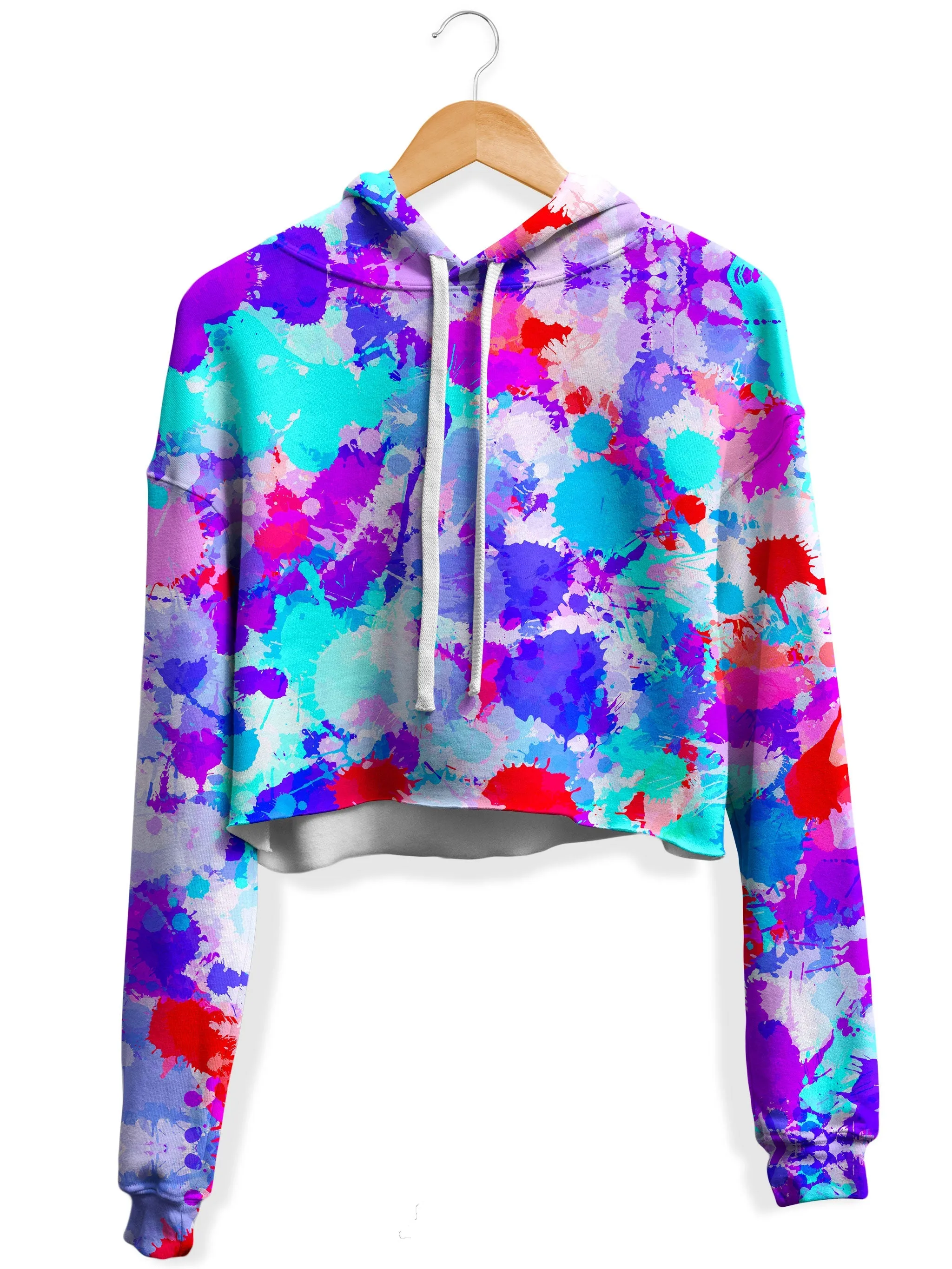 Cherry Frost Paint Splatter Fleece Crop Hoodie