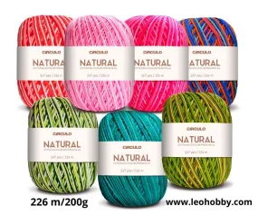 Circulo Barroco Multicolor Premium 4/6, 100% Cotton Yarn for Crochet and Knitting, 226m/200g