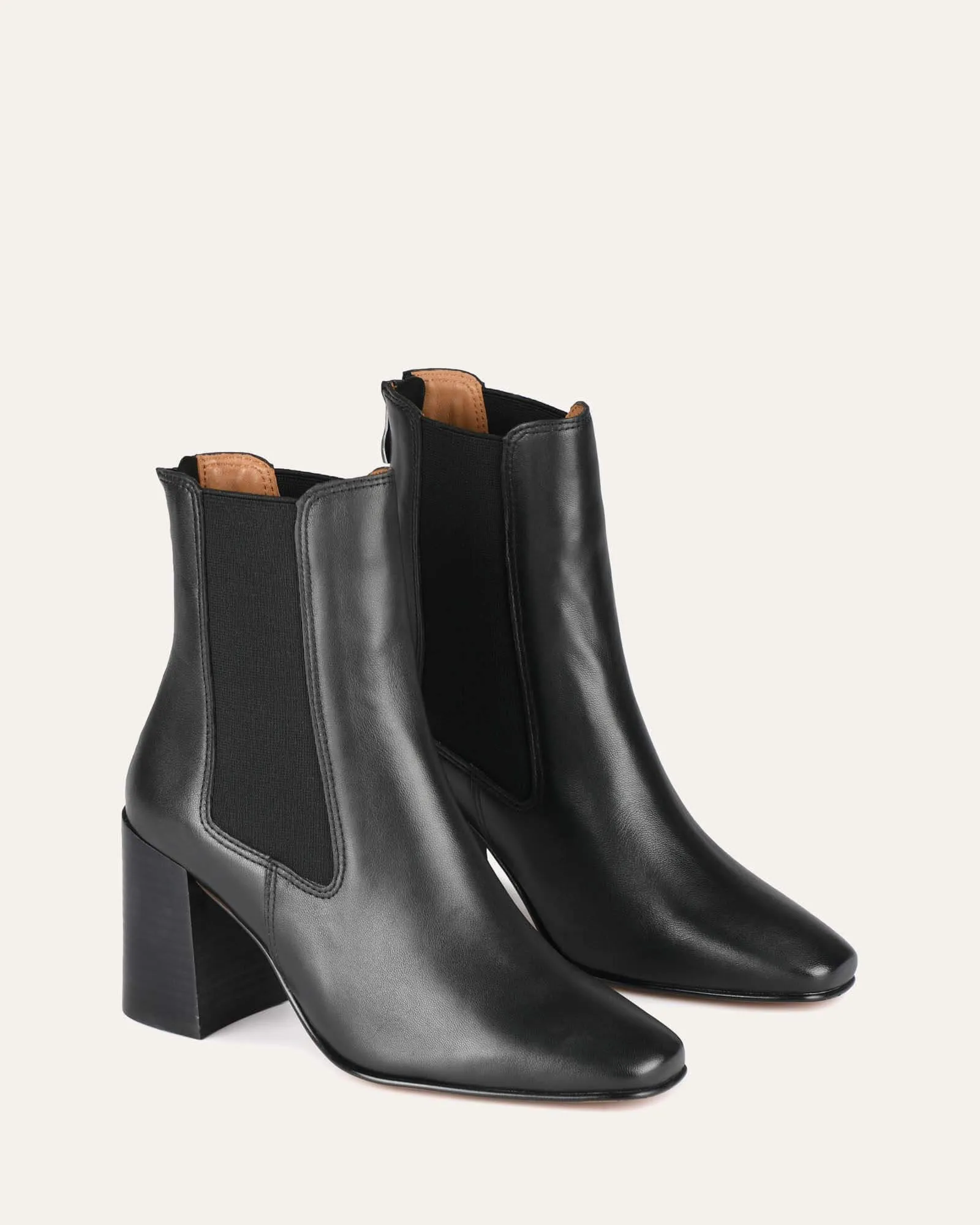 DIAMOND MID ANKLE BOOTS BLACK LEATHER