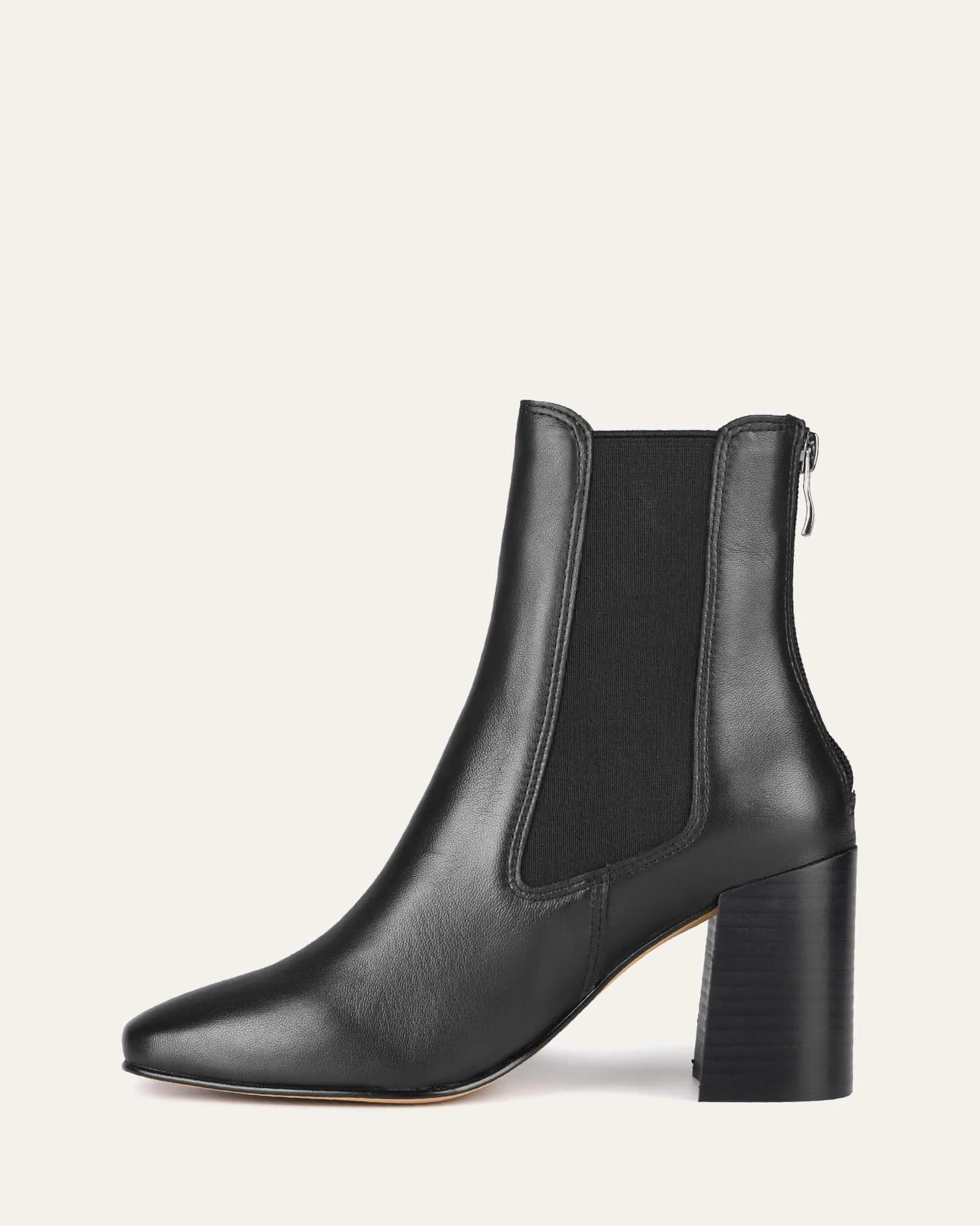 DIAMOND MID ANKLE BOOTS BLACK LEATHER