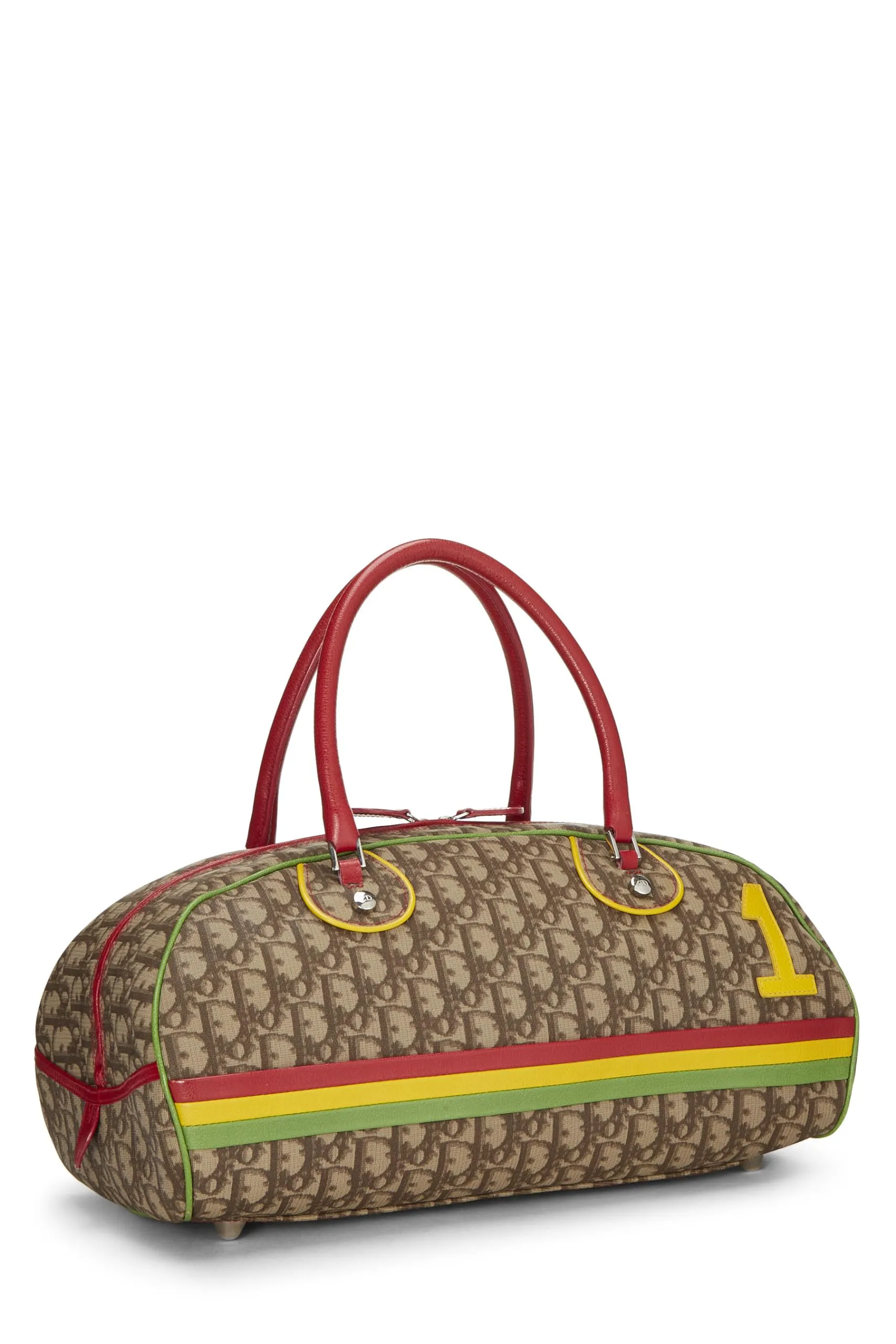 Dior,  Brown Trotter Coated Canvas Rasta Bowler Bag, Brown