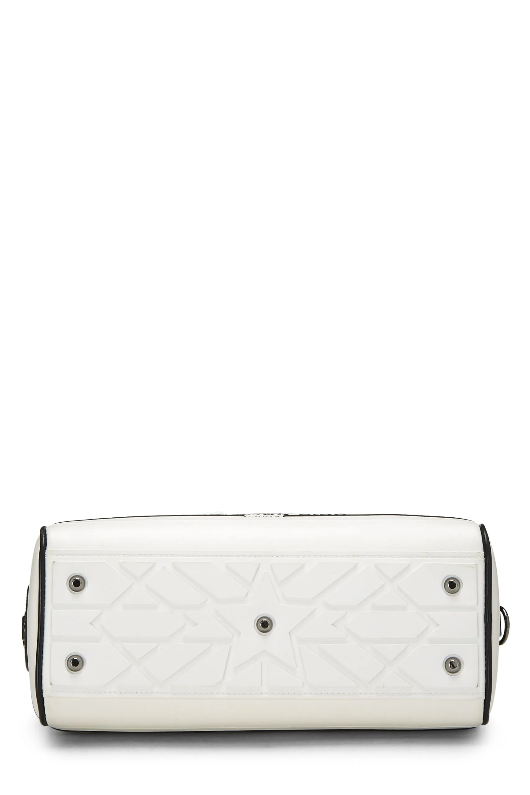 Dior,  White & Black Leather Vibe Bowling Bag Small, White