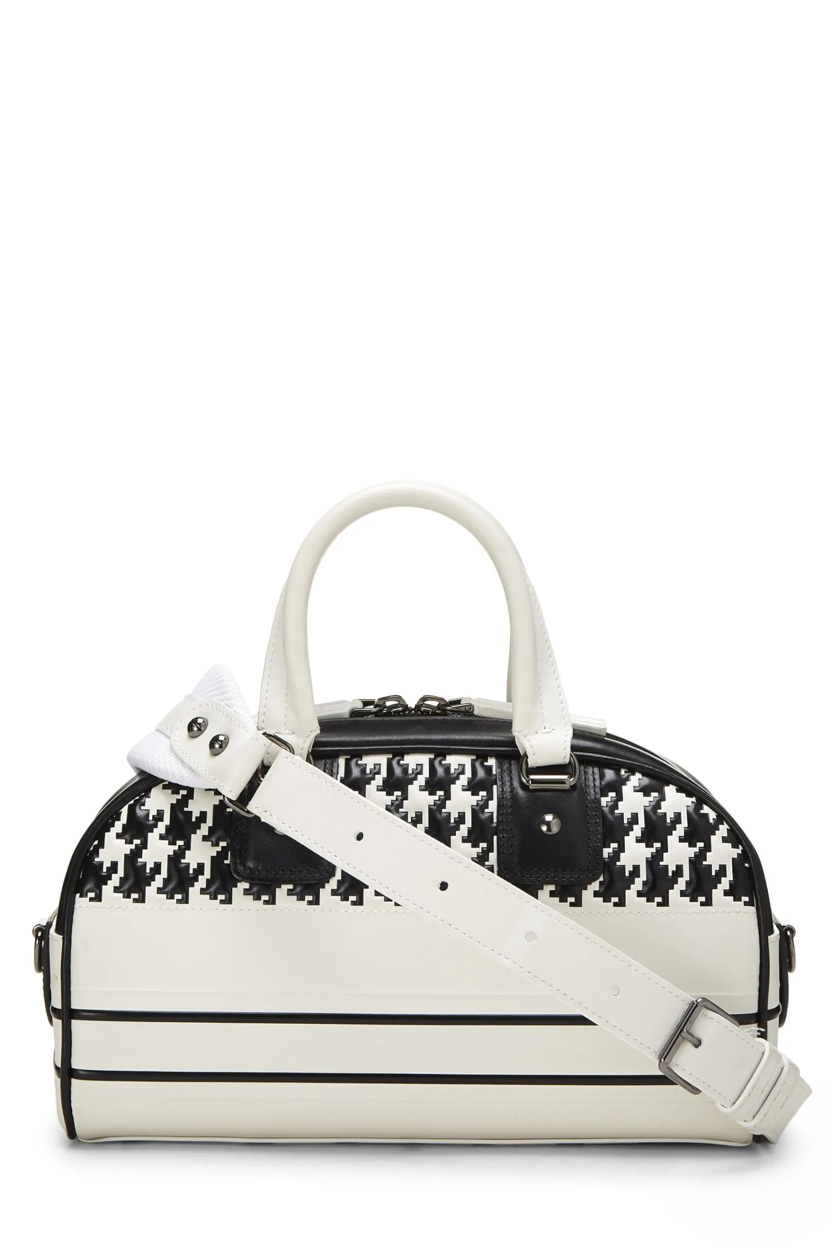 Dior,  White & Black Leather Vibe Bowling Bag Small, White