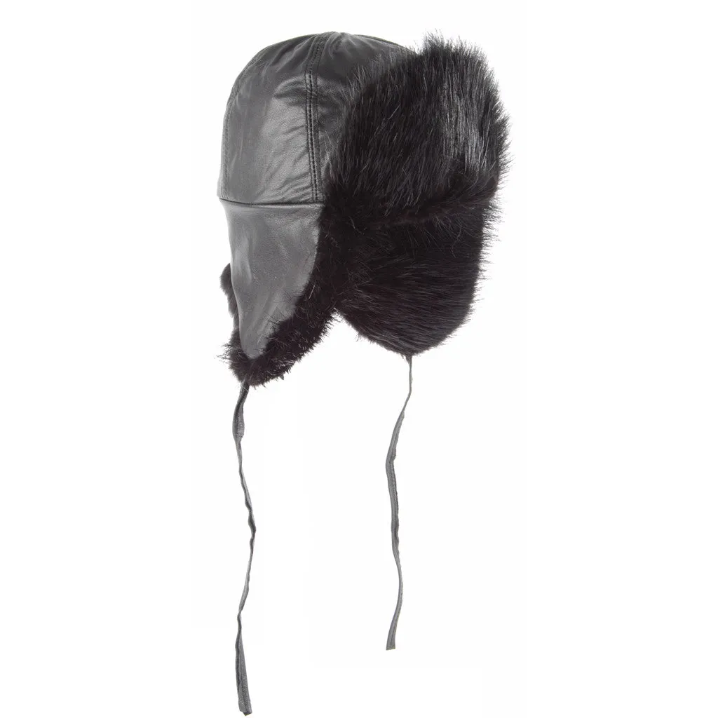 Dyed Black Beaver Aviator Hat