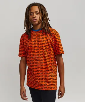 Finesse Allover Print Short Sleeve Tee - Orange