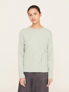 Gauze Jersey Biscuit Pocket Long Sleeve T-Shirt in Mint