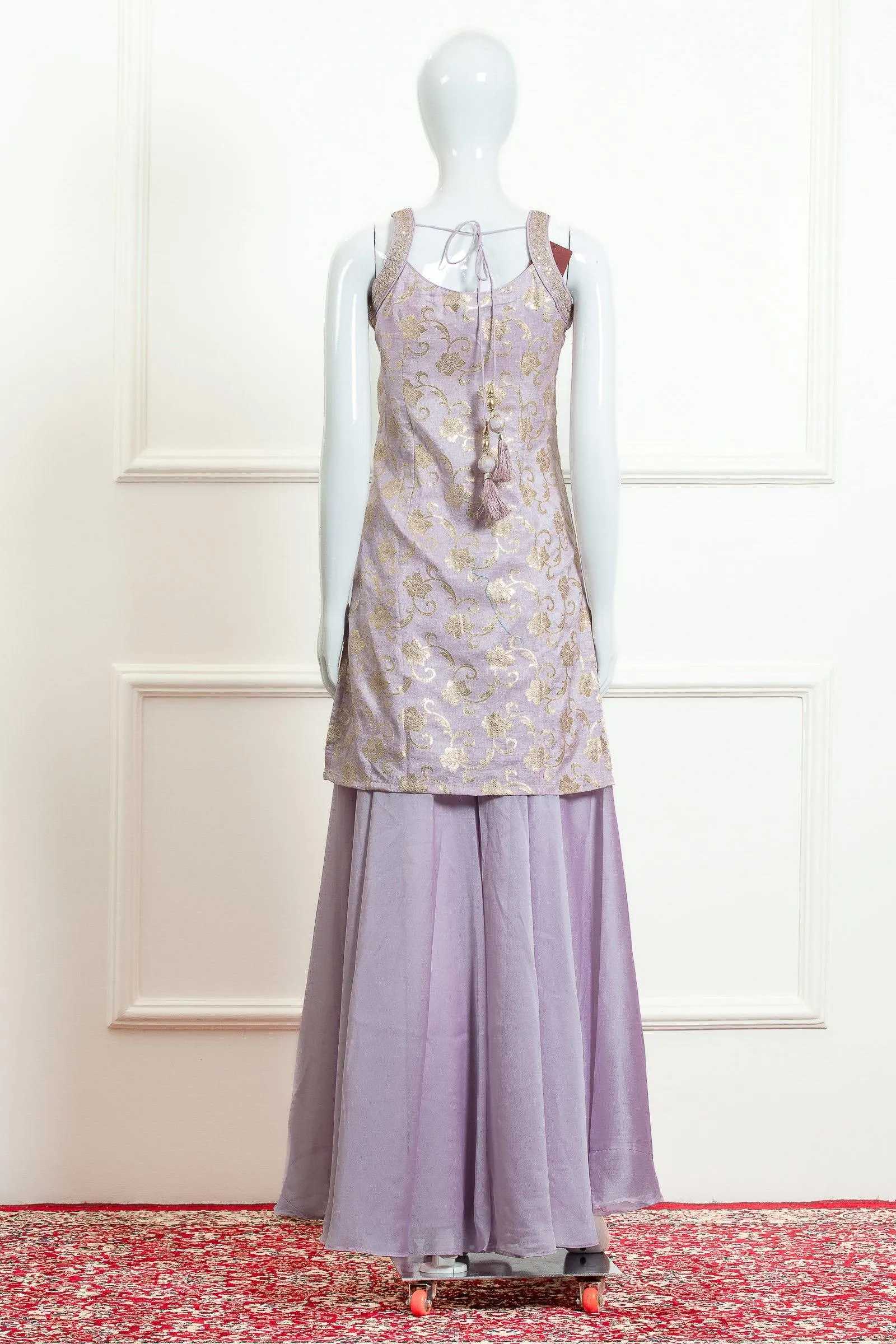 Lavender Banaras, Zari and Sequins work Palazzo Suit Set