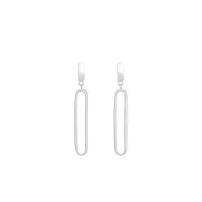 Long Silver Rectangle Earrings