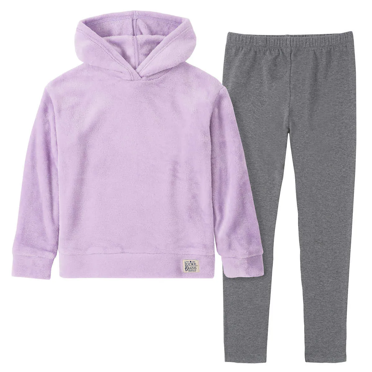 Lucky Brand Girl's Youth 2-Piece Plush Velour Hoodie & Leggings Set