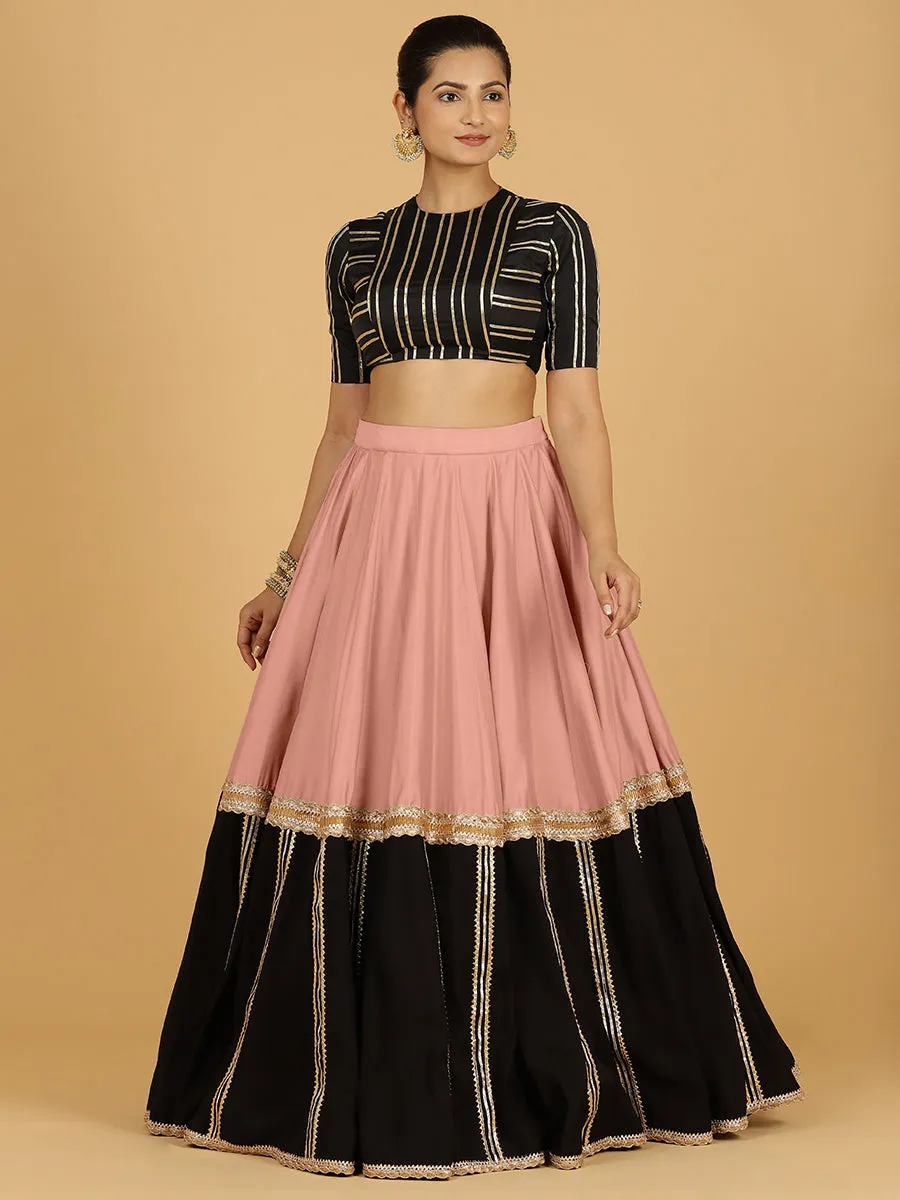 Mastani x Tyohaar | Sea Pink Panelled Lehenga Skirt