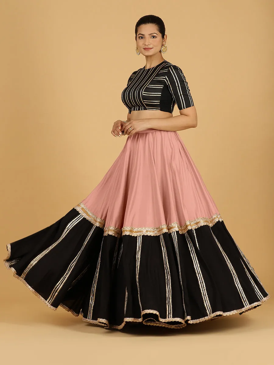 Mastani x Tyohaar | Sea Pink Panelled Lehenga Skirt