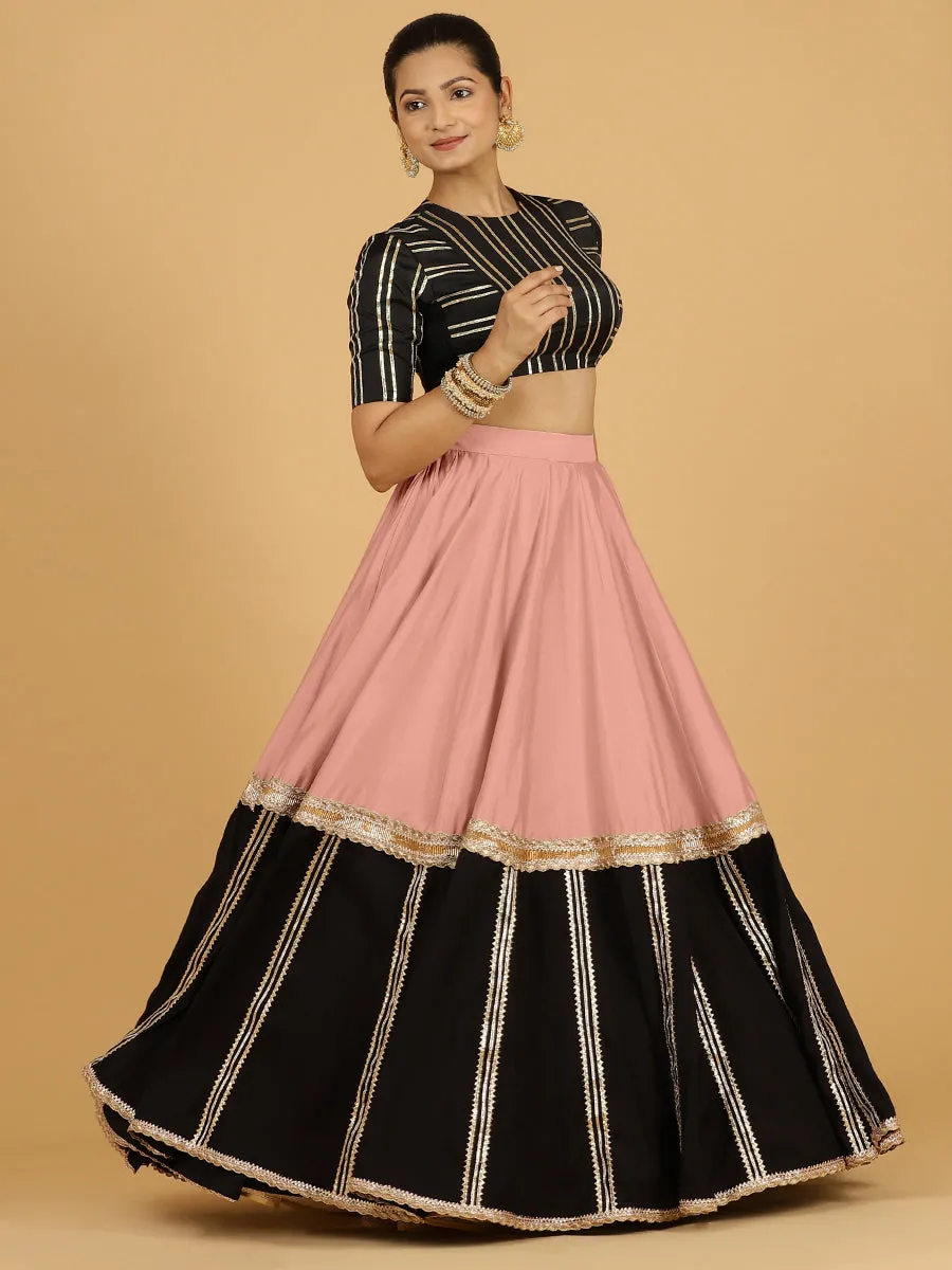 Mastani x Tyohaar | Sea Pink Panelled Lehenga Skirt