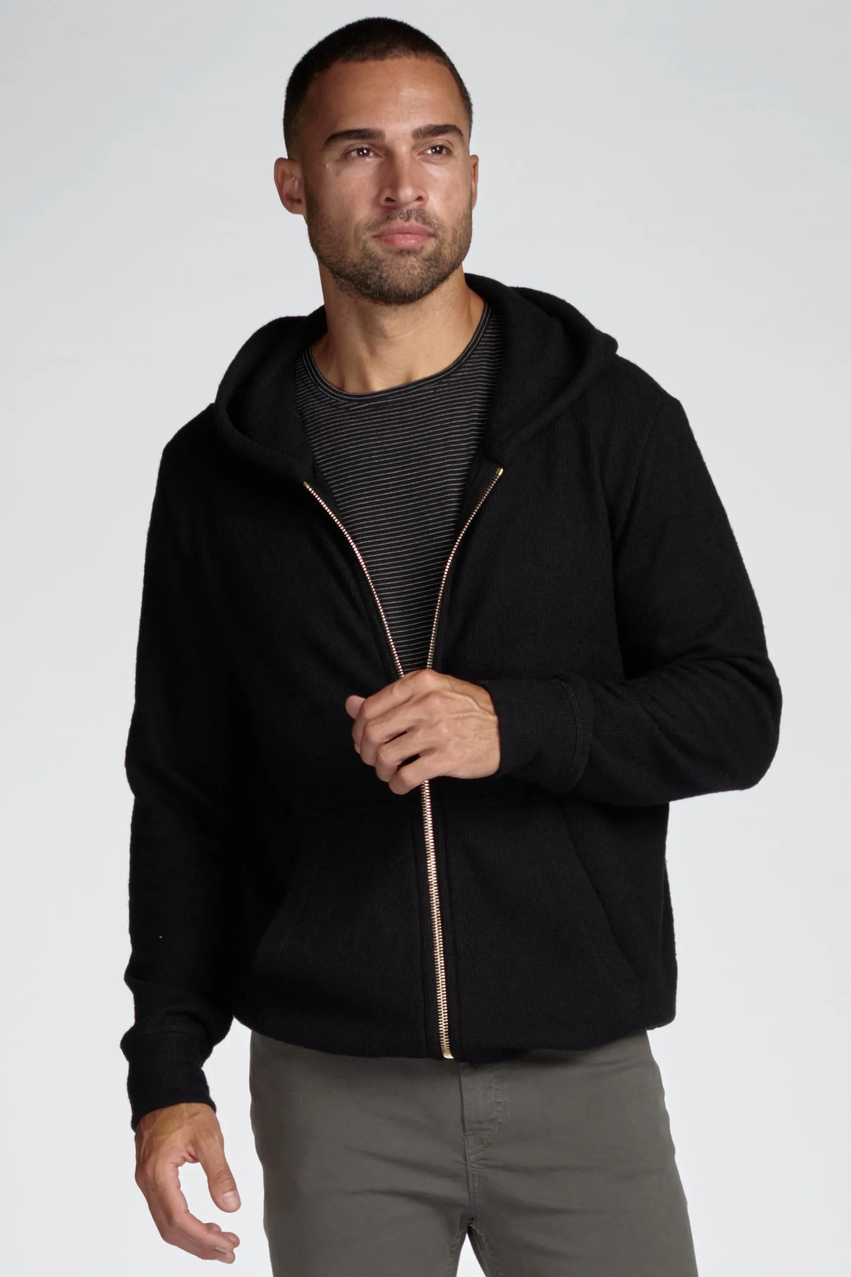 Men's Soft Knit Melange Zip Front Hoodie