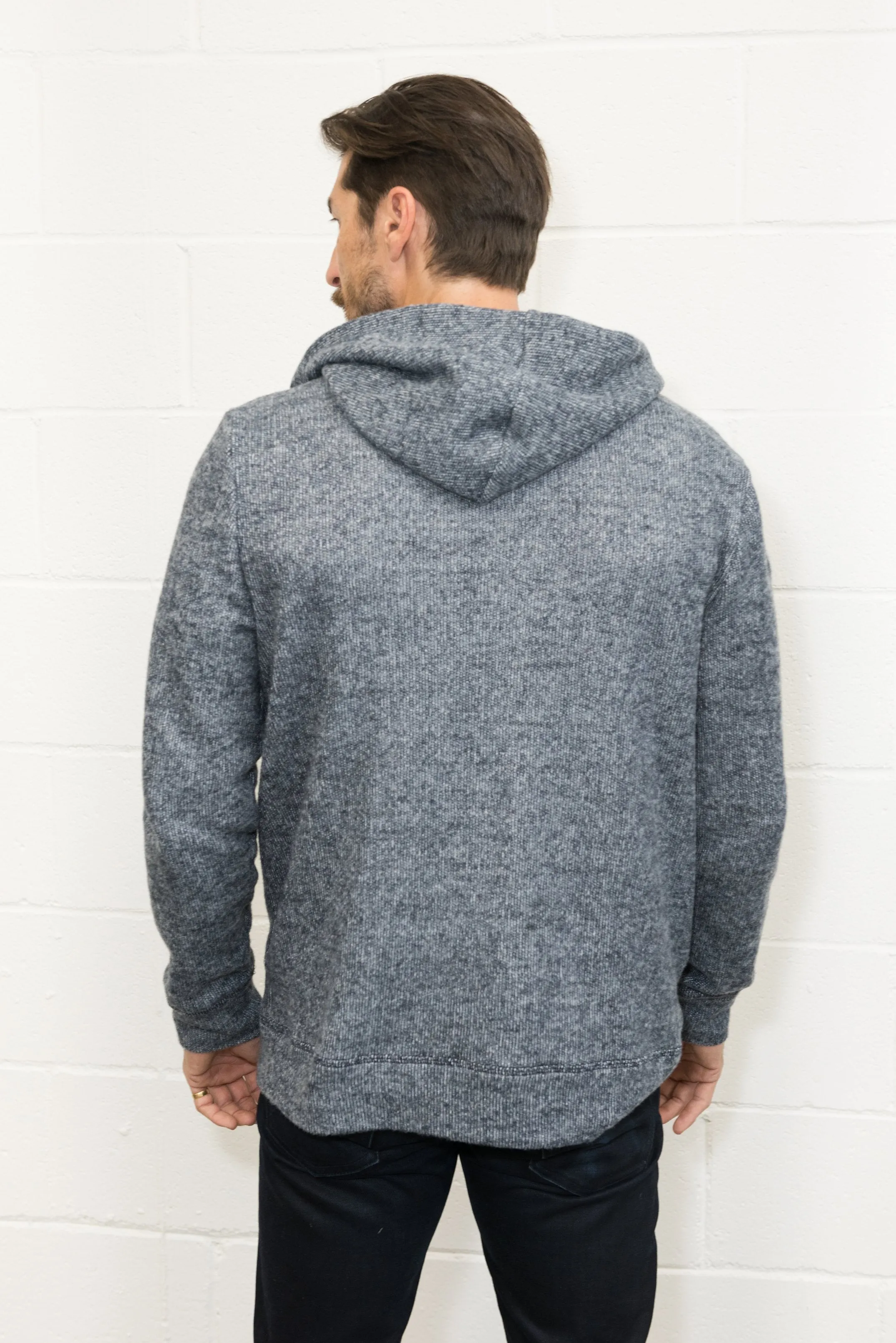 Men's Soft Knit Melange Zip Front Hoodie