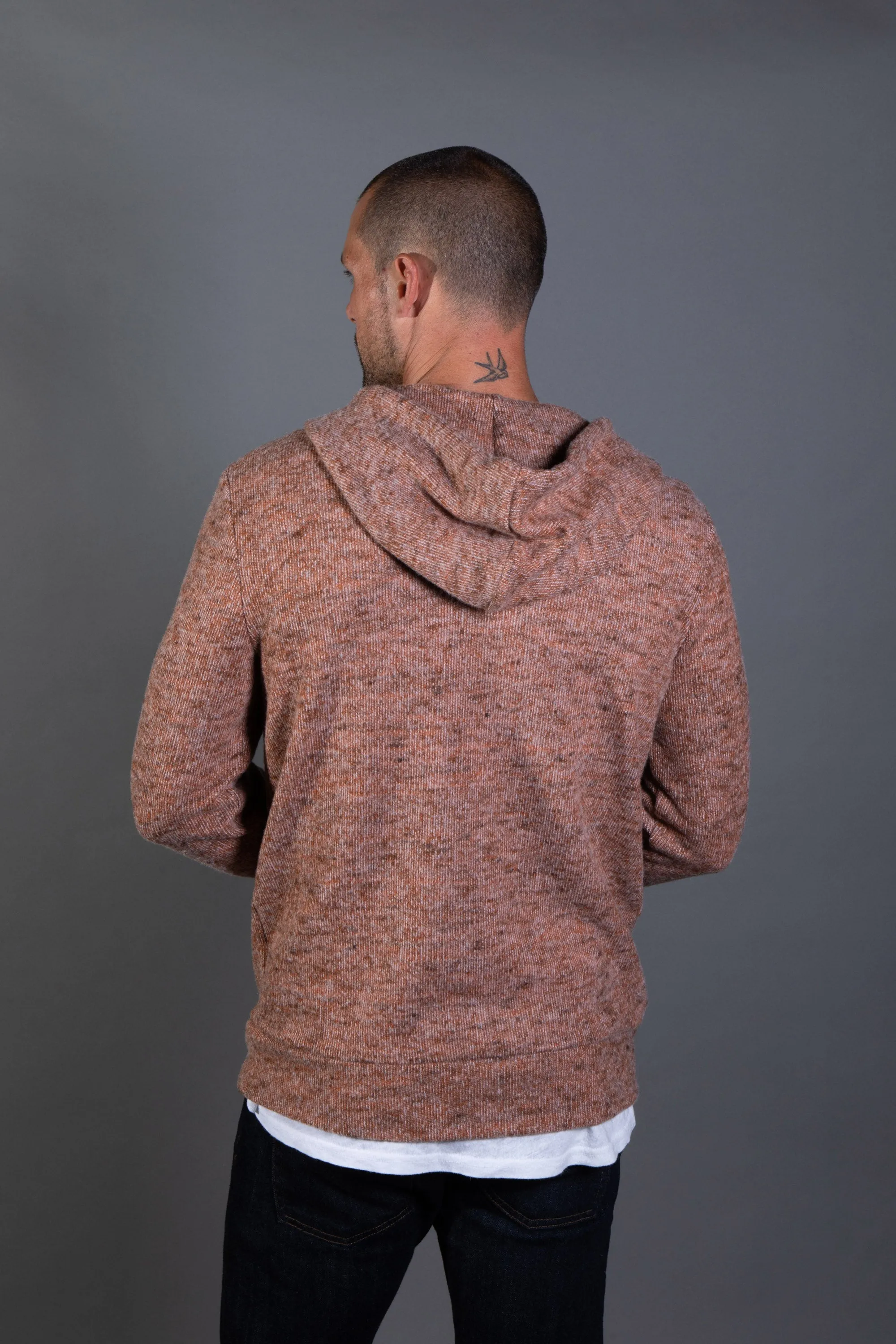 Men's Soft Knit Melange Zip Front Hoodie