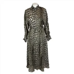 Officine Generale Brand New £550 Leopardprint Silk Twill Maxi Dress XS