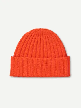 PLAIN RIBBED HAT ORANGE GLOSS