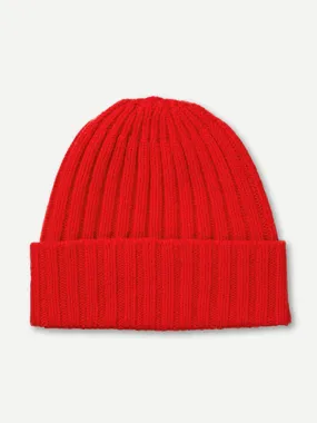 PLAIN RIBBED HAT POPPY