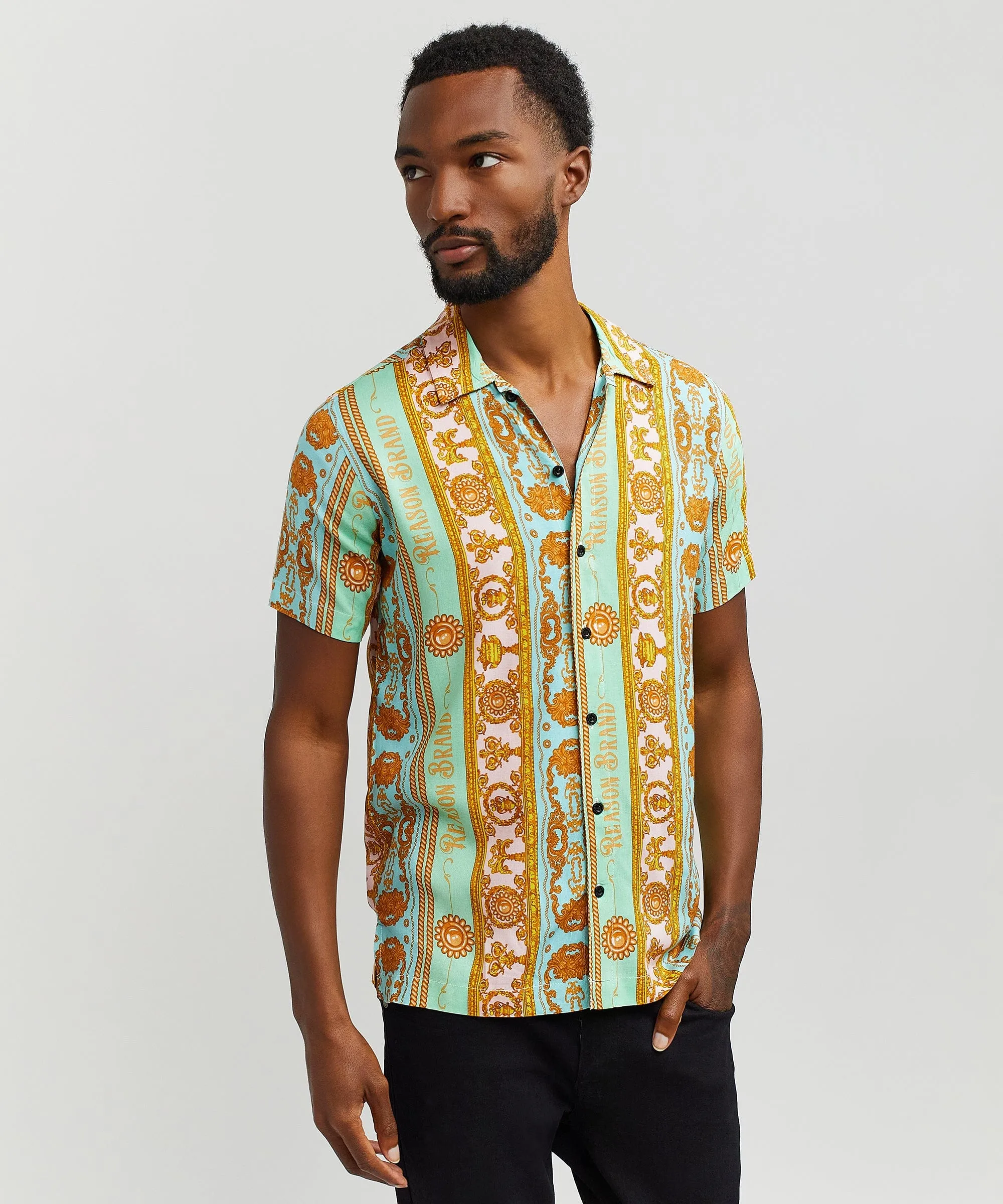 Royal Chain Allover Print Short Sleeve Shirt