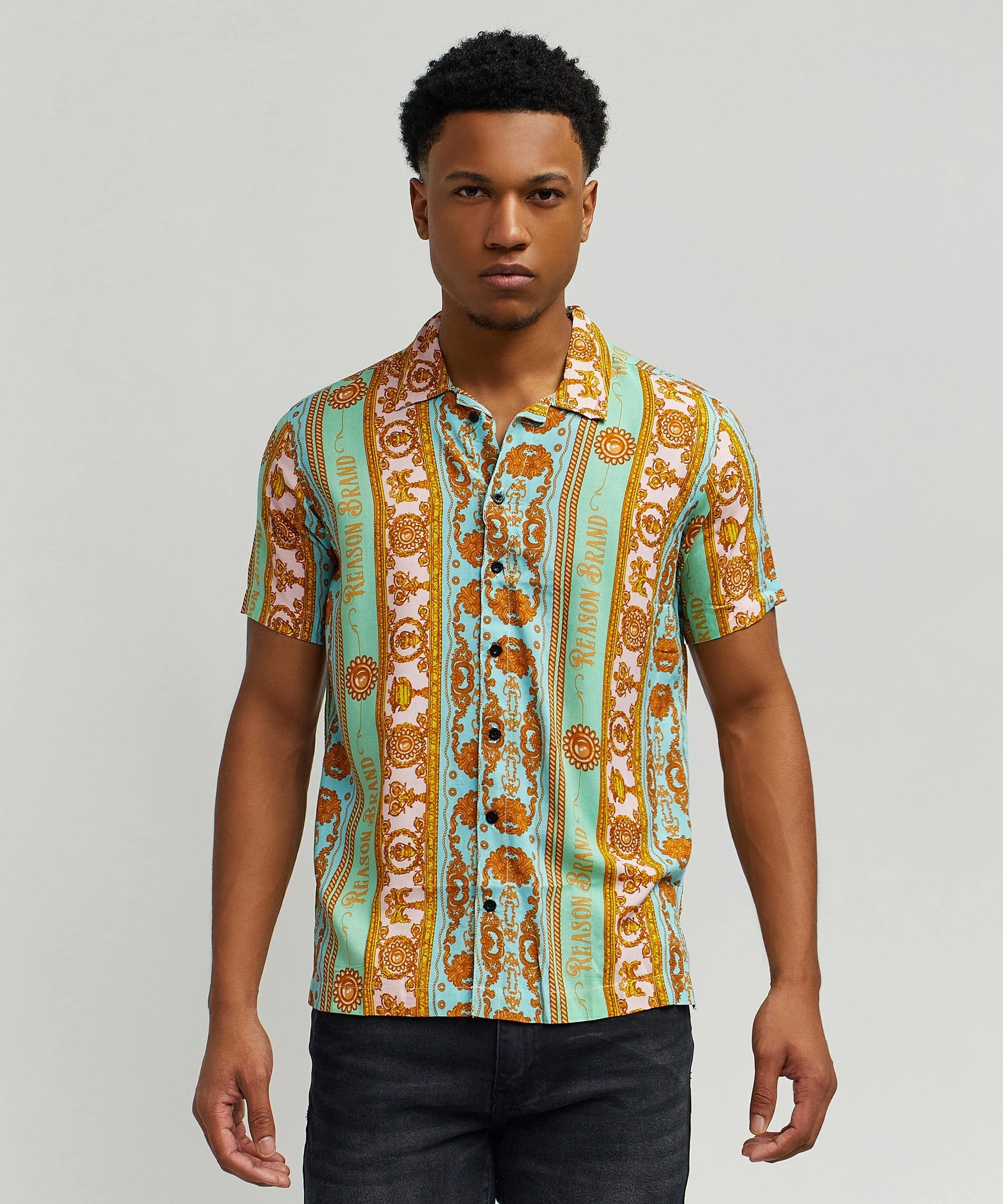 Royal Chain Allover Print Short Sleeve Shirt