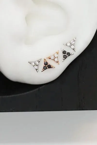 'Six' Black Diamond Stud