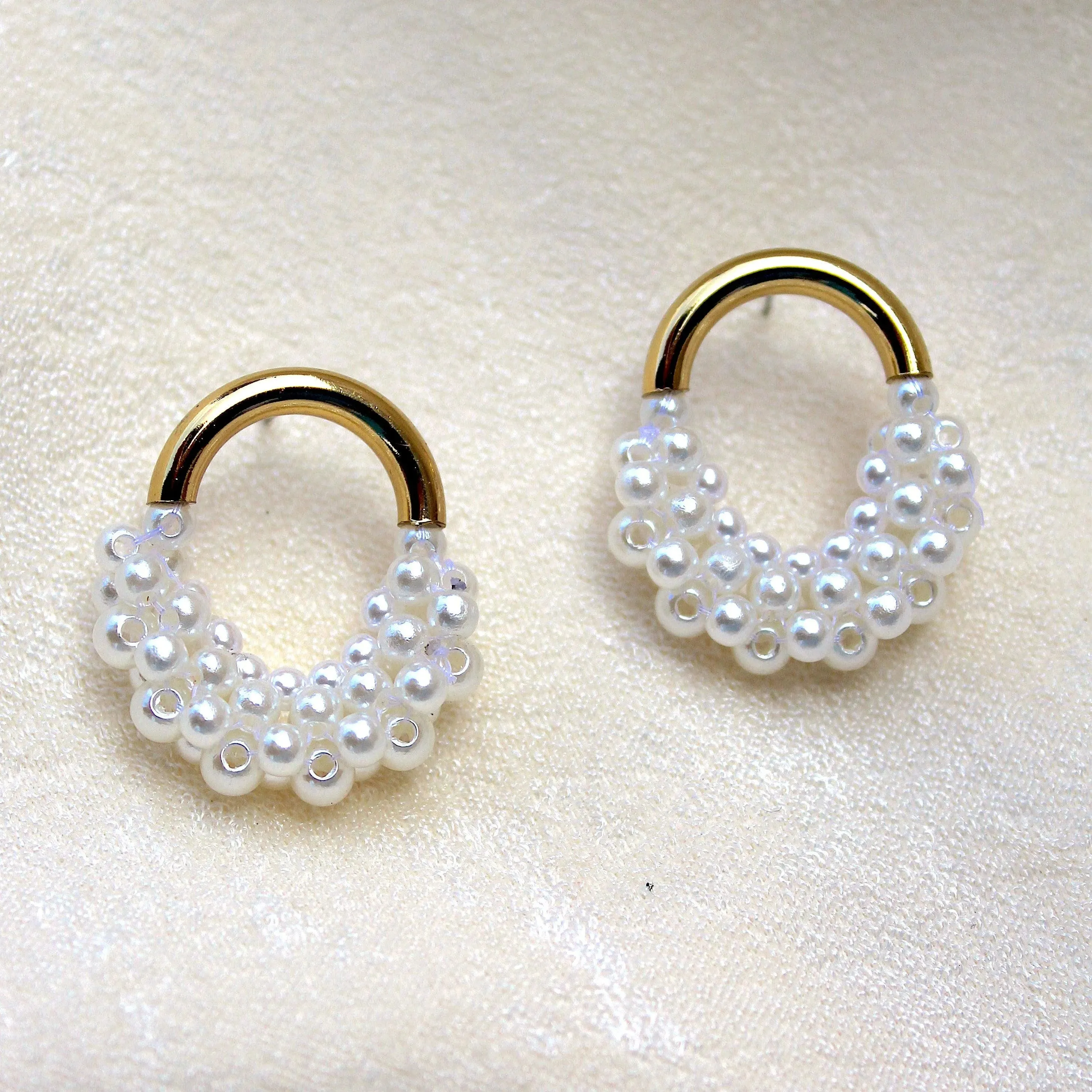 TFC Pearl Mesh Gold Plated Dangler Earrings