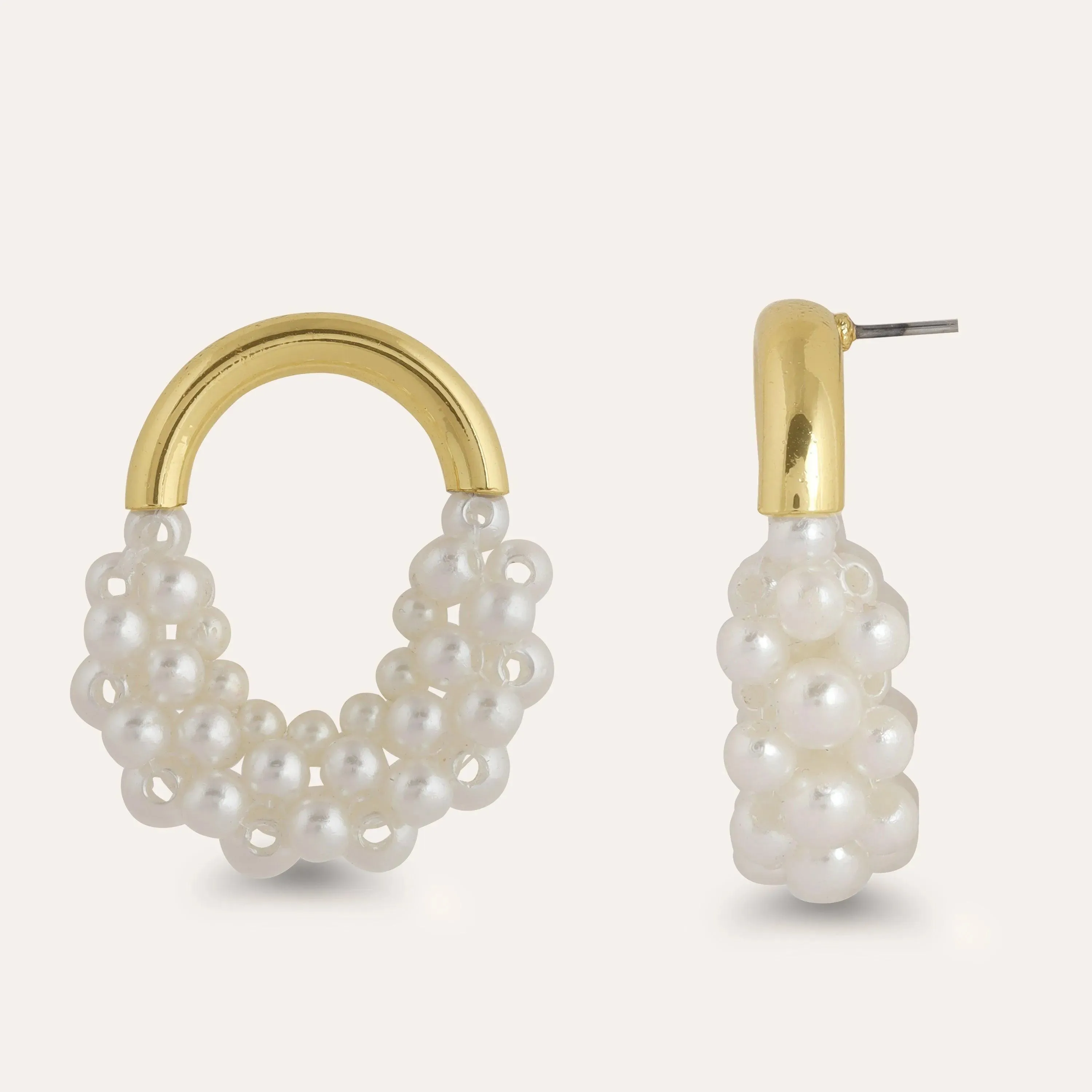 TFC Pearl Mesh Gold Plated Dangler Earrings