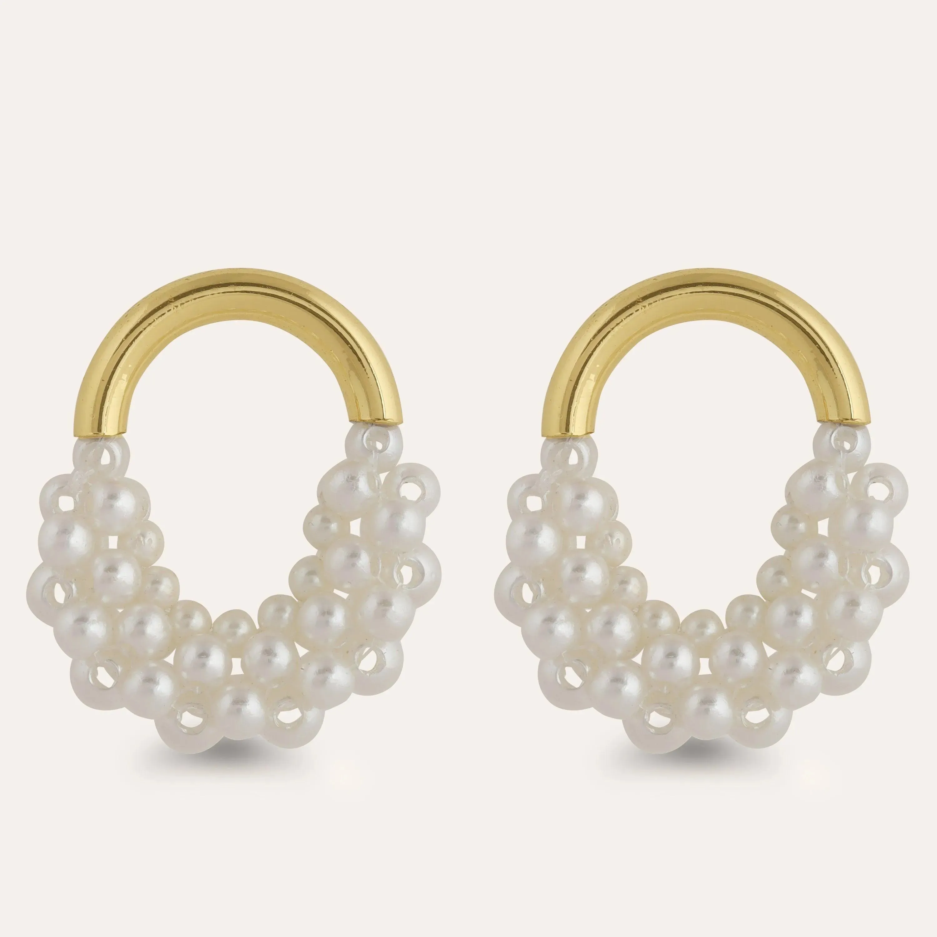 TFC Pearl Mesh Gold Plated Dangler Earrings