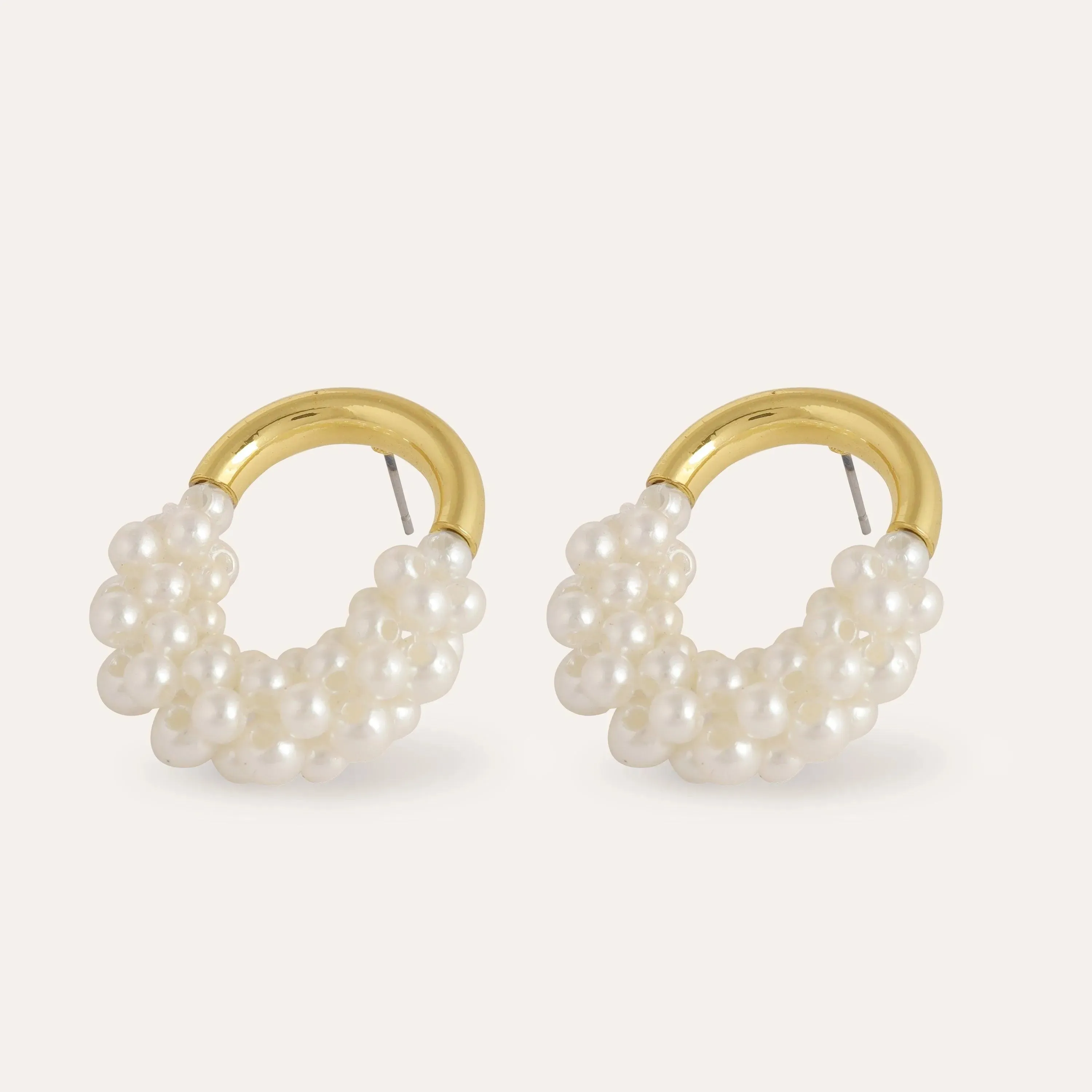 TFC Pearl Mesh Gold Plated Dangler Earrings