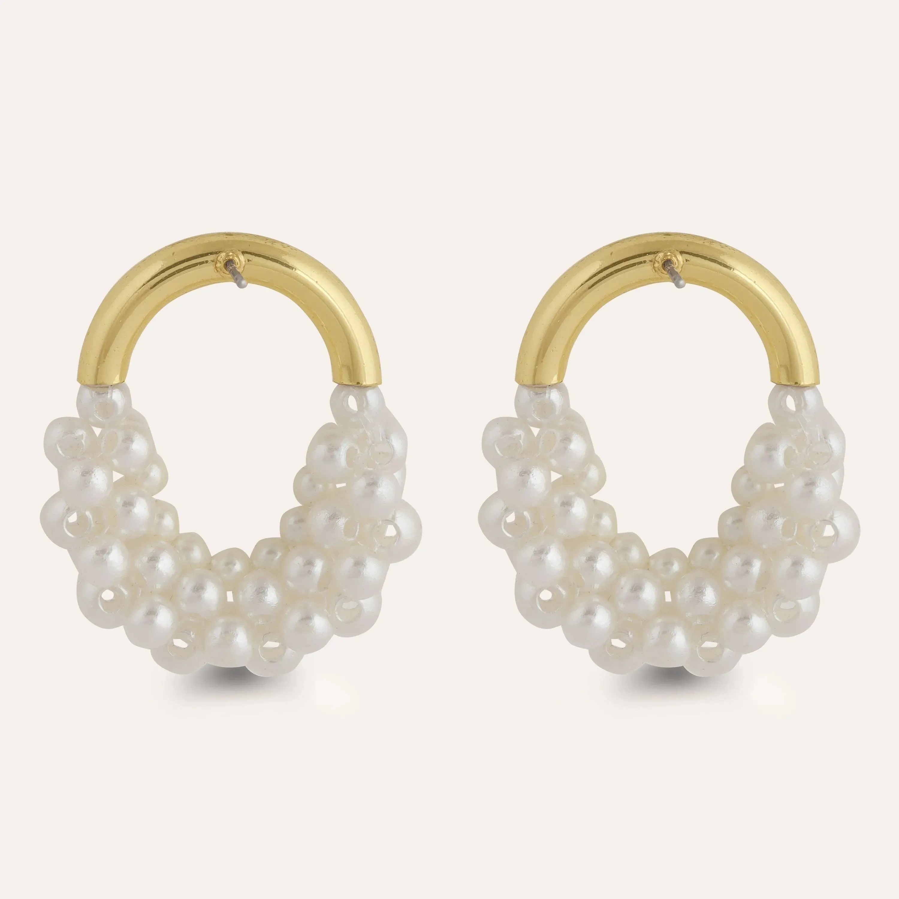 TFC Pearl Mesh Gold Plated Dangler Earrings