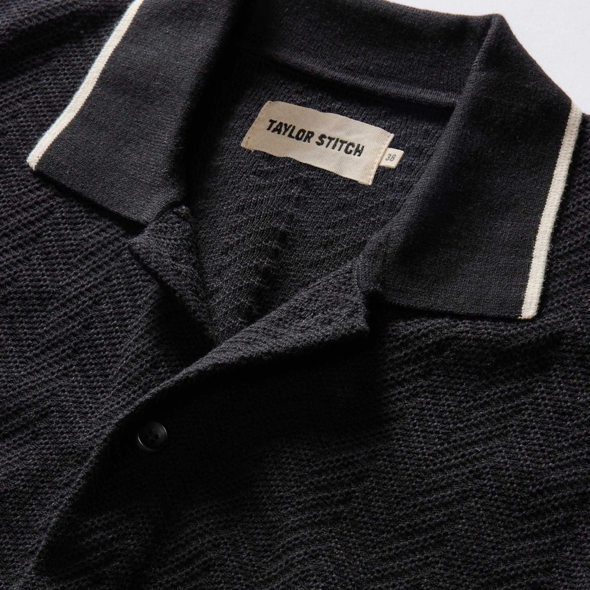 The Button Down Polo in Coal Herringbone