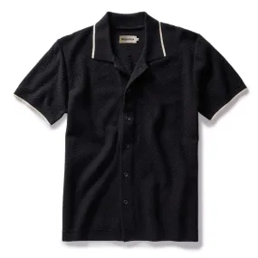 The Button Down Polo in Coal Herringbone