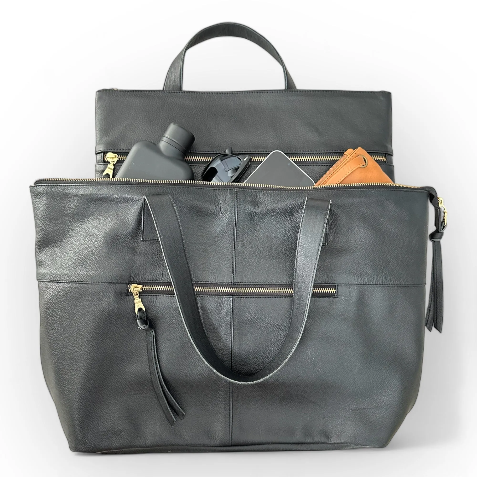 Toronto Black Leather Tote Bag