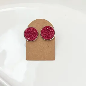 Varsity Red Druzy Stud Earrings